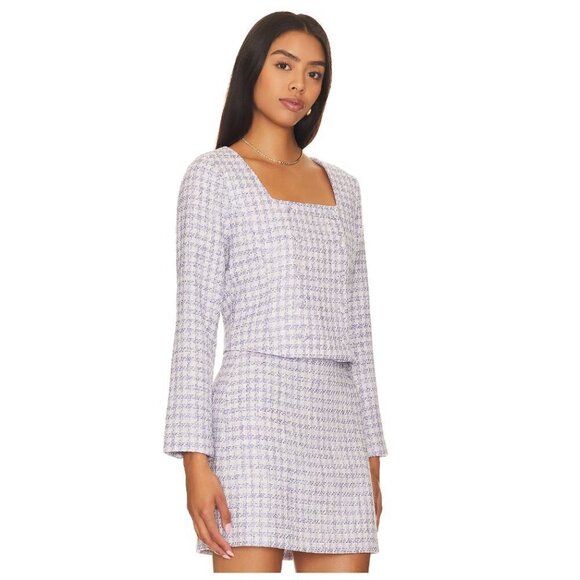 FAVORITE DAUGHTER  The Dasha Houndstooth Check Top in Lilac Tweed Size US 10 - Picture 11 of 14